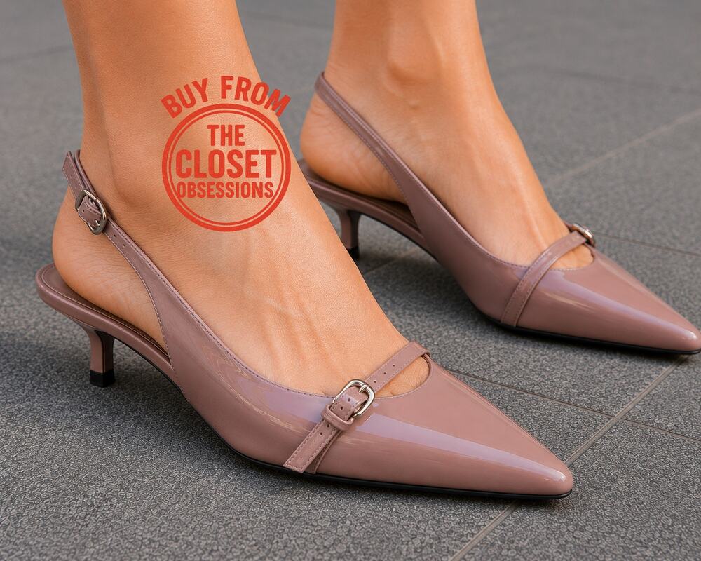 Zara Mauve Pointed Toe Slingback Kitten Heels NWT Blush Pink Pumps
